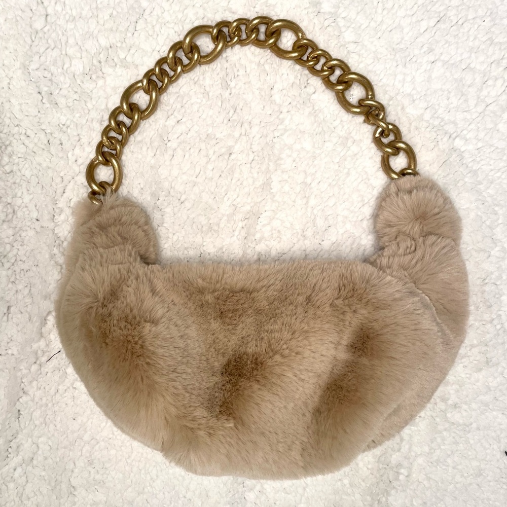 Zara Faux Fur Chain Strap Shoulder Bag